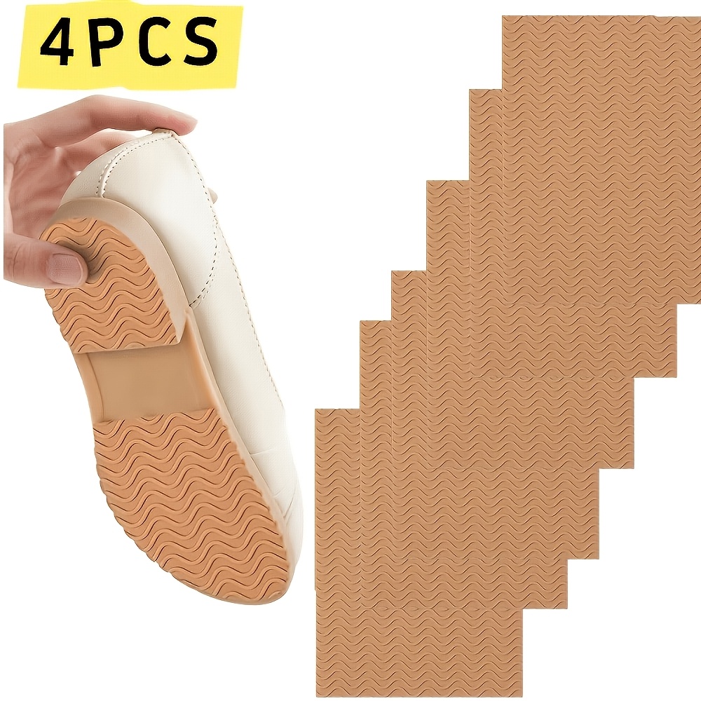 TEMU 4pcs Set Of Black & Khaki Multi-style Self-adhesive Anti-slip Pads - Durable Sole Protectors For Enhanced Grip And Stability