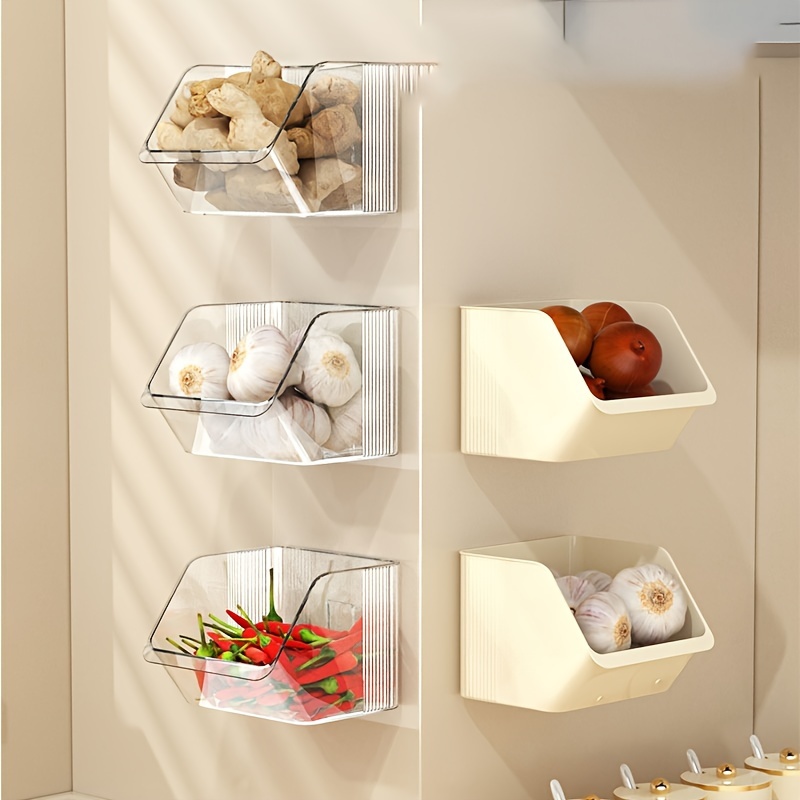 

3pcs Wall-mounted Storage Box For Kitchen, Bathroom, Office, Bedroom, Cabinet Door Organizer For Home Kitchen Supplies