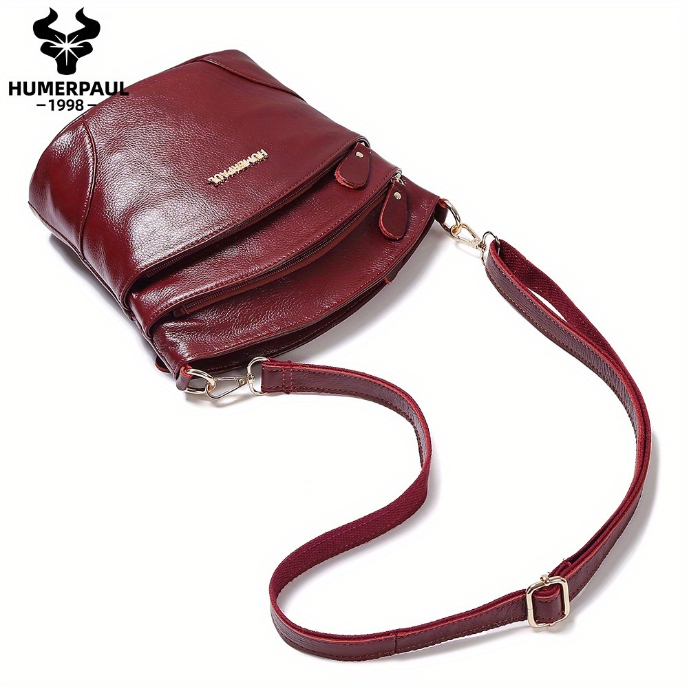 Humerpaul Genuine Leather Women', Soft Leather Shoulder Bag With Large Capacity, Versatile Casual Bucket Bag