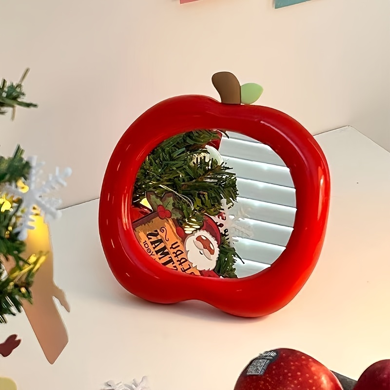 TEMU Specchio da trucco da tavolo 3D tonalit� a forma di mela, elegante con un design , eccellente attenzione ai . La superficie dello specchio ad