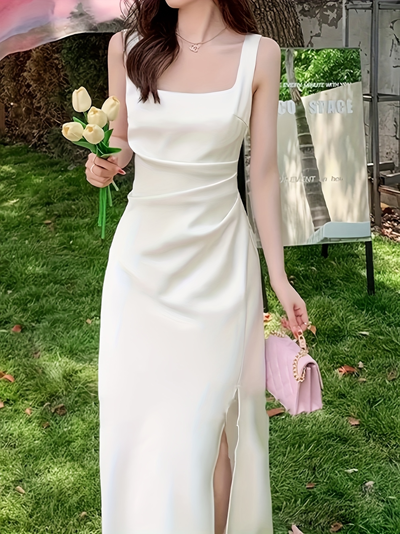 slip white dress sold on Temu United States