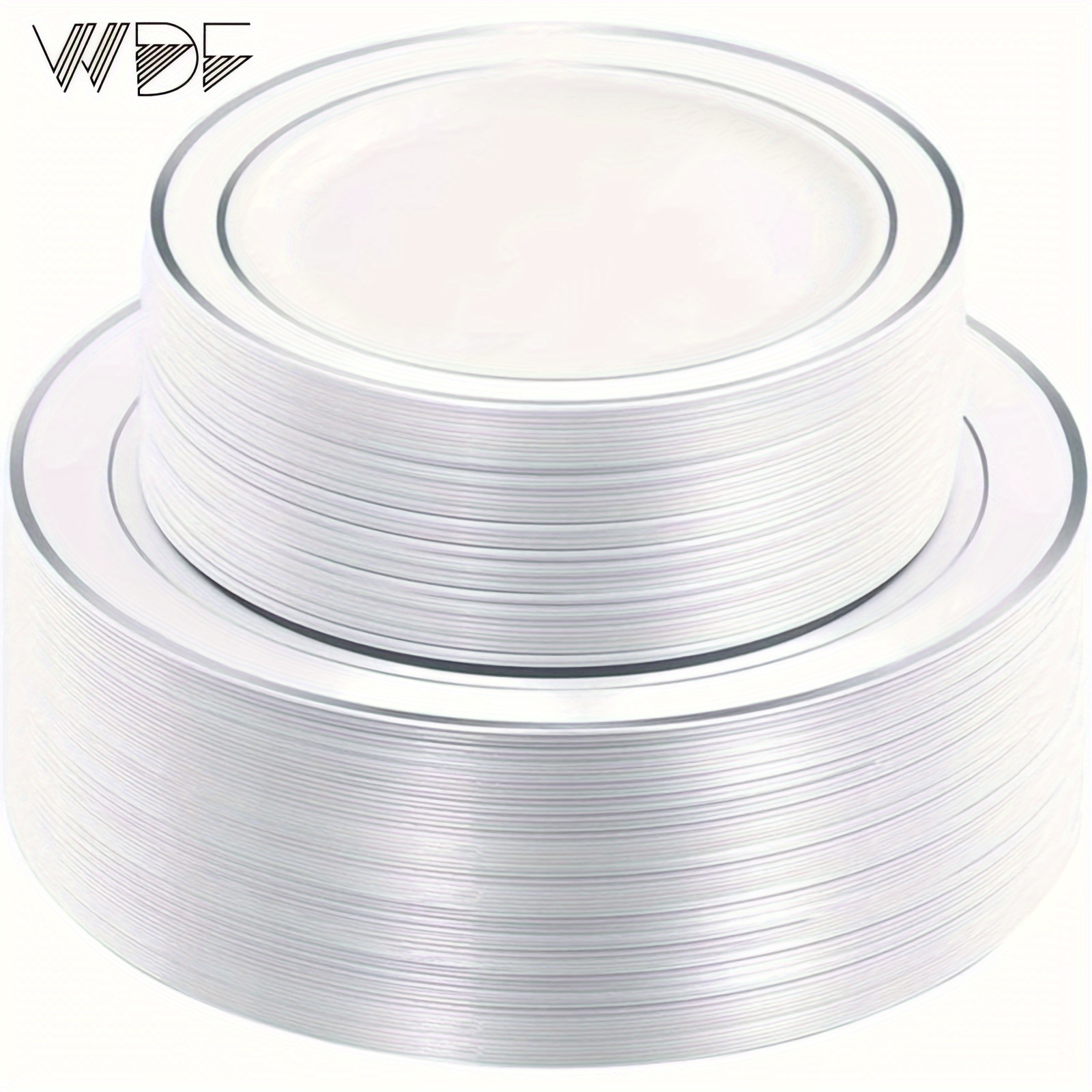 

Wdf 120pcs Plastic Plates Rim - Disposable Plastic Plates Including 60 Plastic Plates 10.25inch, 60 Salad/ Plates 7.5inch Plates