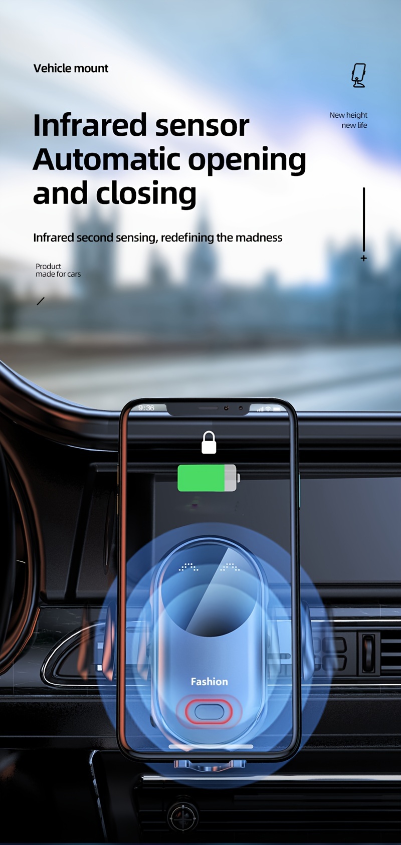 car wireless charger stand auto clamping magnetic infrared smart induction wireless charging station air vent bracket moblie phone holder for iphone 16 15 14   pro   for galaxy s25 s24 s23 ultra for xiaomi car dashboard accessories details 4