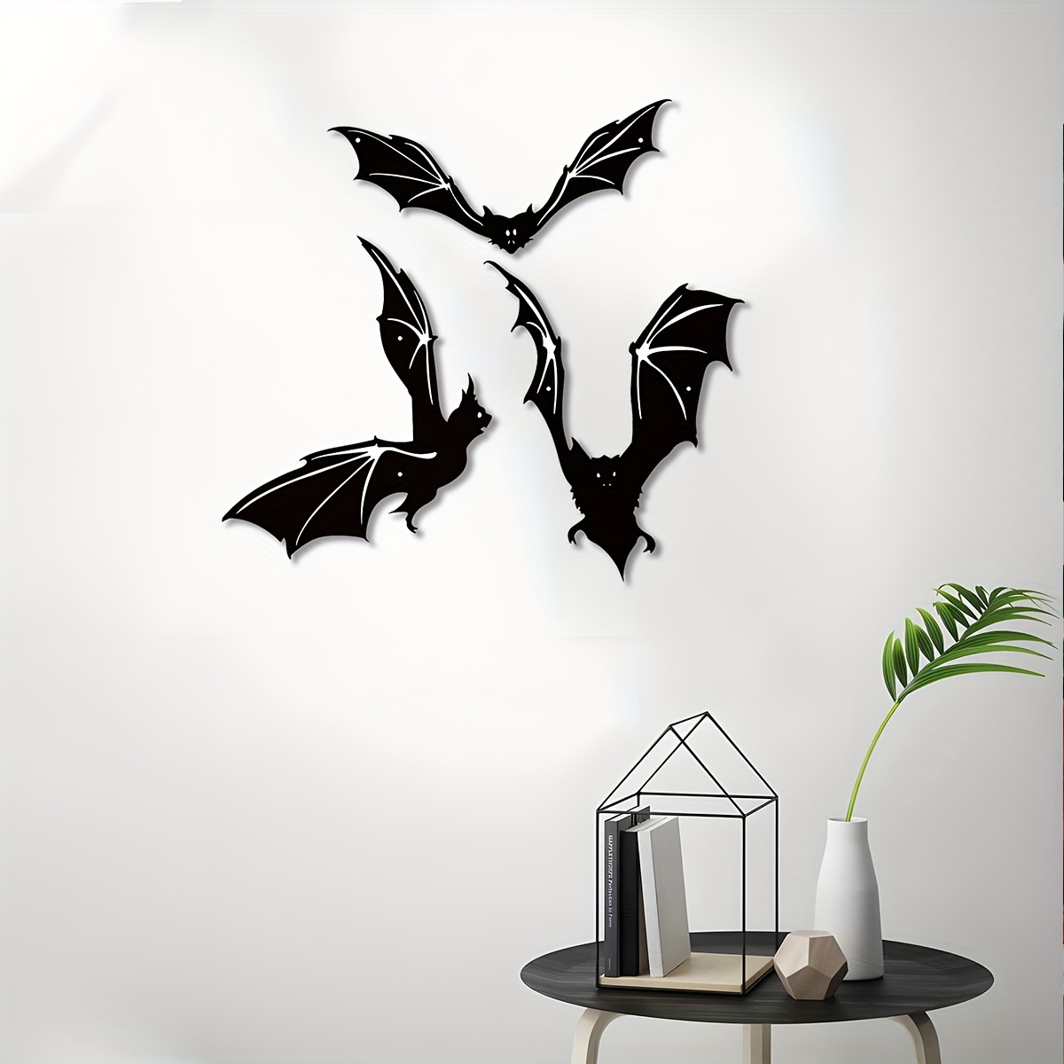 

3-piece Wall Art Set, Handcrafted Hanging Bat Sculptures, Indoor & Outdoor Non-electric Decorative Mural, Perfect For Patio, Balcony, And Home Decor