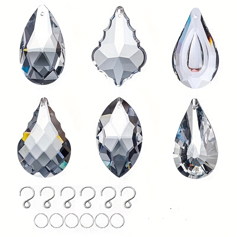 6pcs/set Crystal Chandelier Suncatcher Prism Pendants - Glass Hanging Prism Ornaments Decorations - Design For Weddings, Home & Garden Enhancements Decorative Mobiles