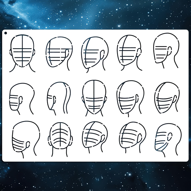 Image of 1pc Reusable Face Drawing Stencil With Base & Facial Landmarks Grid - Suitable For Crafts, Painting, Scrapbooking, Diy Templates For &, For Home Decor, Door Signs, Shirts, Canvas Art, Holiday Gifts