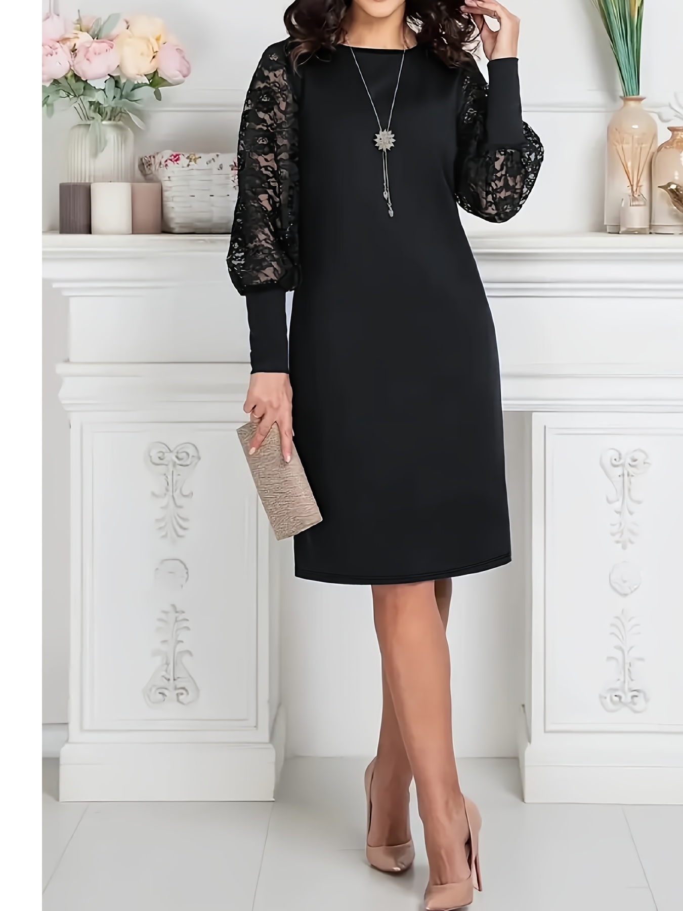 chinese dress ladies Aurelia Lace Trim Maxi Dress in Black | OMNES | Ethical & Affordable  Clothing main image 0