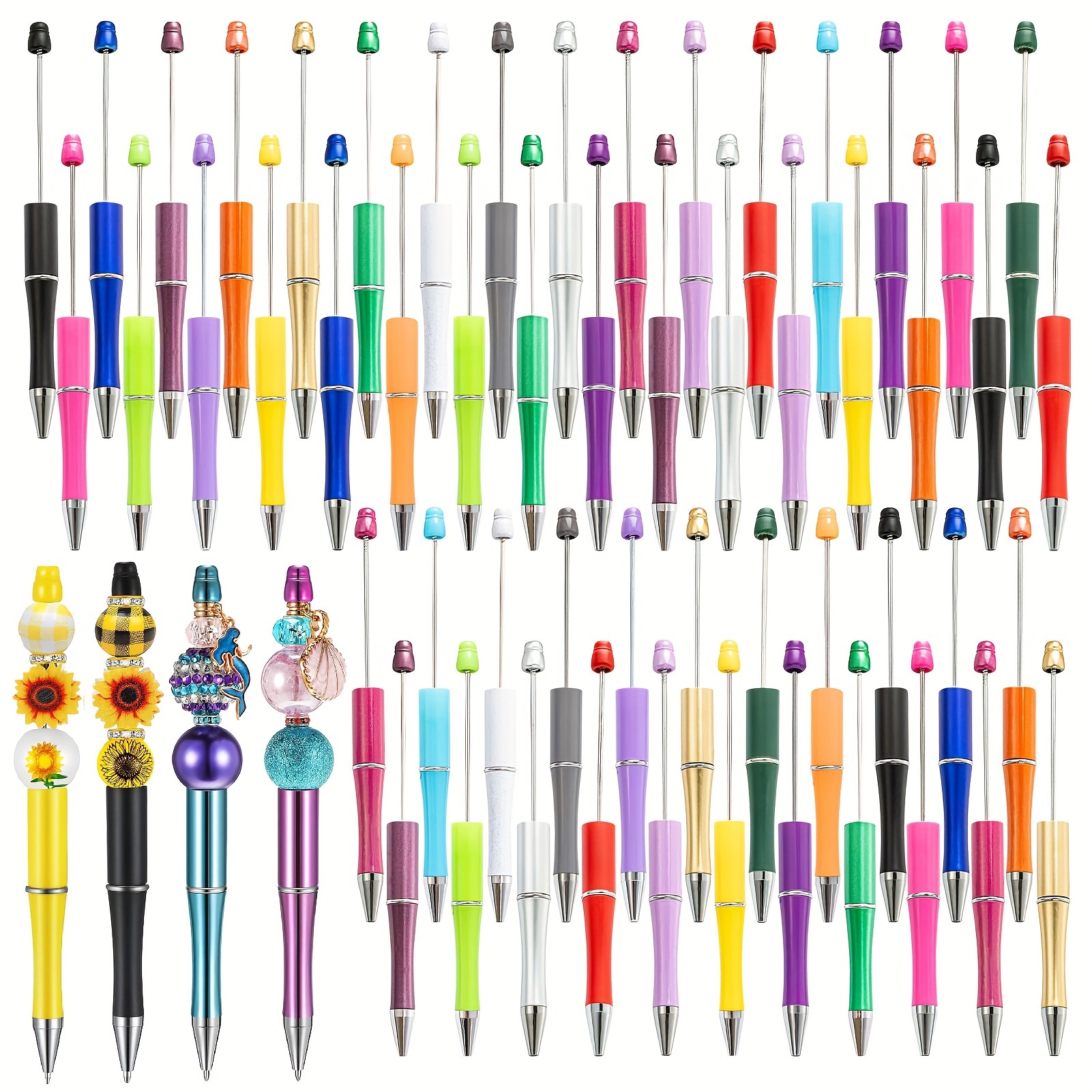 

20pcs Ballpoint Pens With 1mm Creative Diy Pen, Plastic Beaded Pens Ballpoint Cute Pens Without Beading