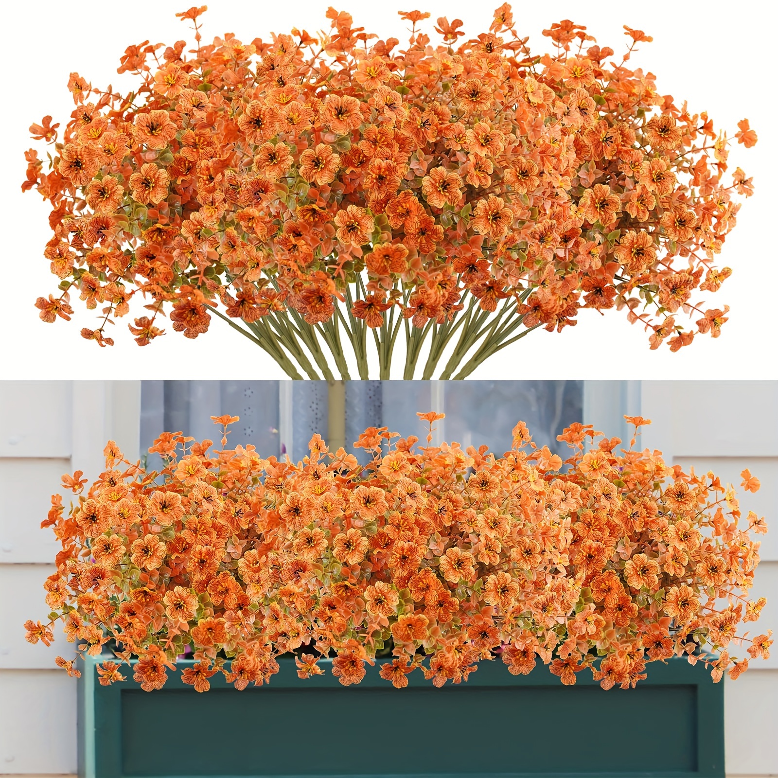

4/8 Bundles Uv Resistant Autumn Colors Eucalyptus Leaves, Cloth Flowers, Violets, And Sunset Flowers - Indoor/outdoor Hanging Plant For Home Garden Decor