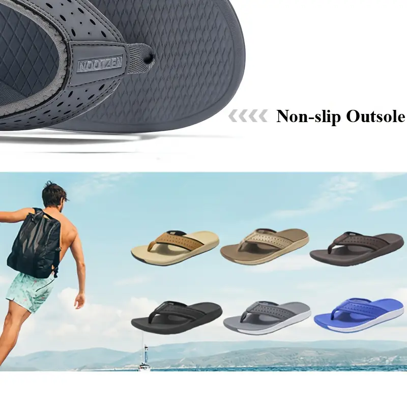 mens non slip sport flip flops slip on beach sandals with cushioned eva sole lightweight pu season indoor outdoor shoes for gym travel casual walking mens comfortable thong sandals travel footwear breathable lining active lifestylesuitable for men women Product details 3