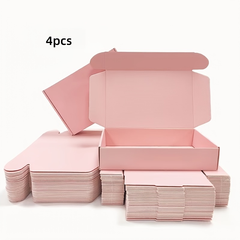 TEMU Lot de 4 boîtes d'expédition ondulées blanc marron, 7.9X5.1X1.6 pouces, boîtes d'expédition pliables, petites boîtes d'expédition en carton pour