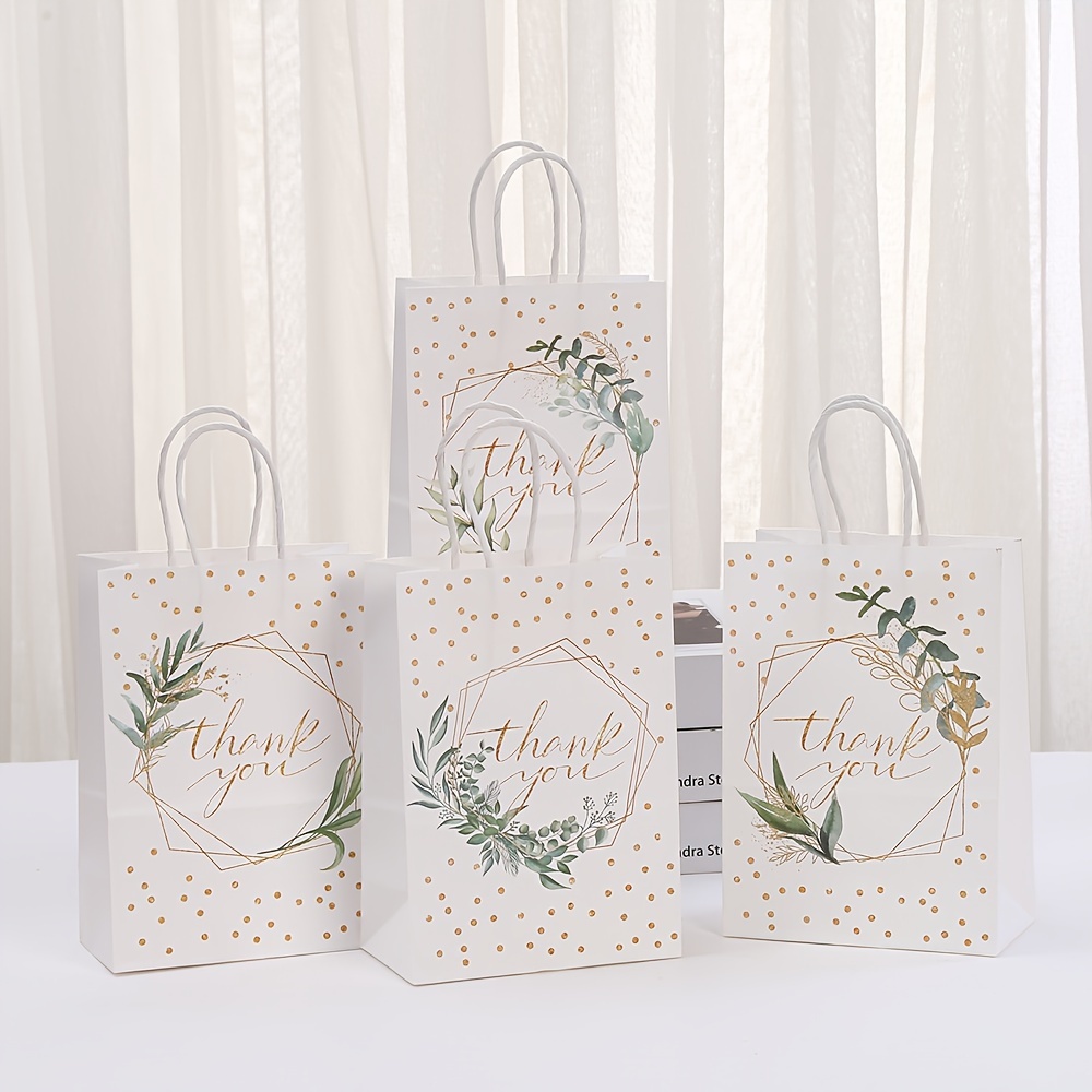 

12pcs Thank You Paper Gift Bags With Handles For Thanksgiving, Birthday, Party Favors, General Gift Wrapping - Decorative Treat Bags With Gratitude Theme Design