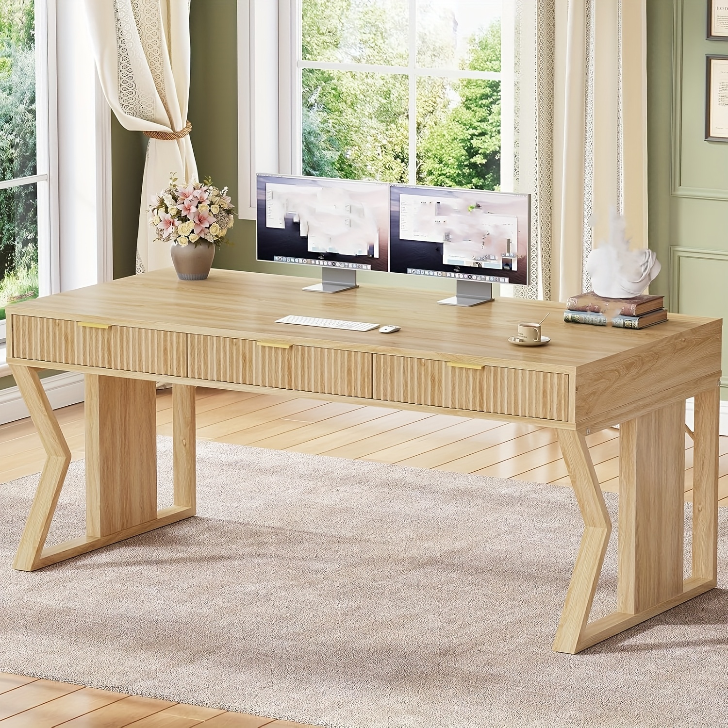 55" Professional Executive Desk with 3 Drawers