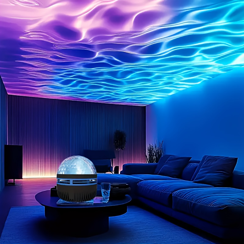 1pc water wave projector night light   projector usb powered lamp ceiling room decor multicolor pattern with remote control suitable for home theater decoration calming room atmosphere