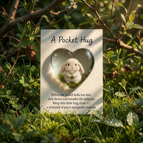 easter love pocket hug greeting card cute rabbit acrylic heart statue inspirational emotional greeting card hug token gift for relatives holiday decoration inspirational souvenir