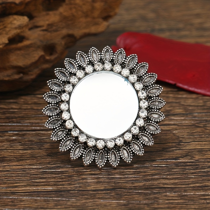 TEMU Women's Fashion Personality Ring Creative Simple Rhinestone Mirror Ring Suitable For Daily Wear And Gift Giving