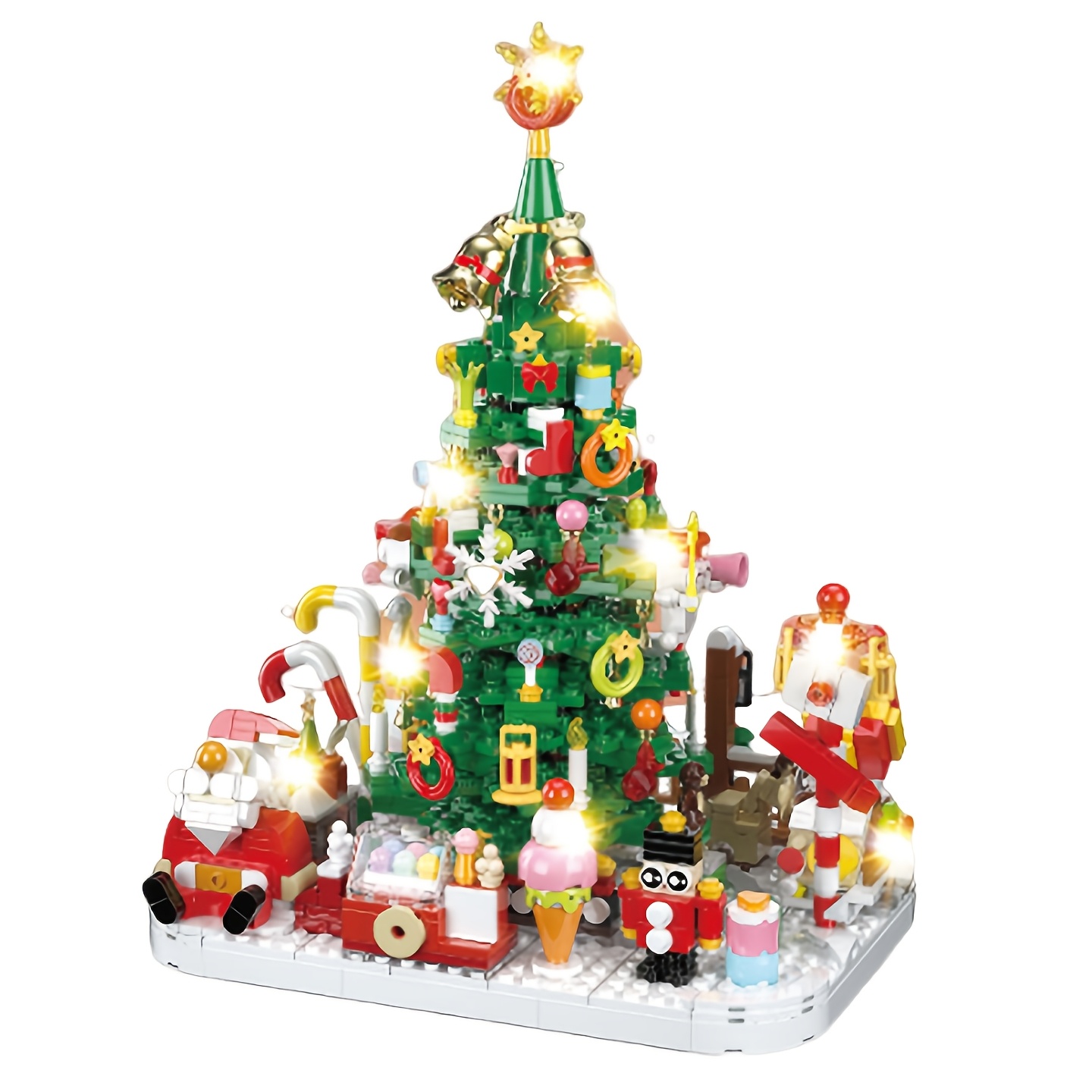 TEMU Advent Calendar 2026, Christmas Tree Construction Toy With Led Fairy Lights, 1300pcs+ Building Blocks, Christmas Countdown Toy, A Day, Perfect