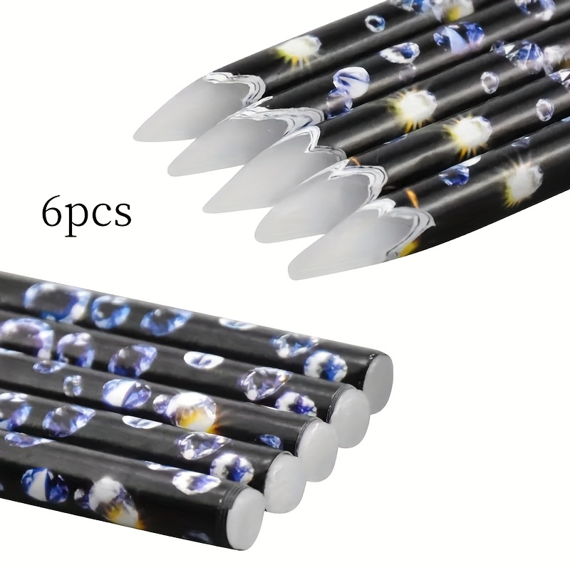 TEMU 6pcs Rhinestone - Soft Wax Pencil For Nail Gems And - For Nail Dotting Pen Tool Accessory