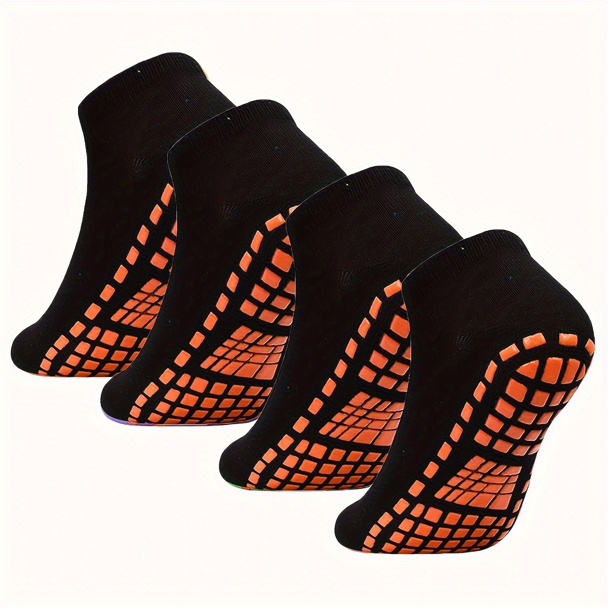 Image of 4 Pairs Of Yoga And Pilates Trampoline Socks For Adults Featuring Silicone Anti-slip Grips And Designed For Foot Massage, Perfect For Ankle Support