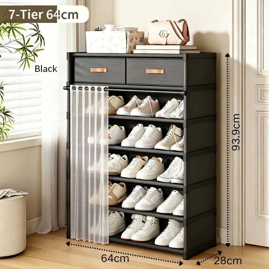 TEMU Nouveau Meuble à Chaussures Facile, Nouveau Meuble de Rangement d'Entrée , Double Tiroirs, Anti-Poussière à 360°, Super Grande , Charge de