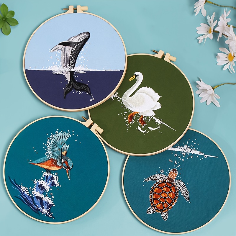 

Beginner's Embroidery Kit - Animal Play Water Design, 11.8x11.8in, Complete Starter Set With Hoop, Needles, Thread, And Instructions - Perfect For Diy Craft Lovers, Ideal Mother's Day & Easter Gift