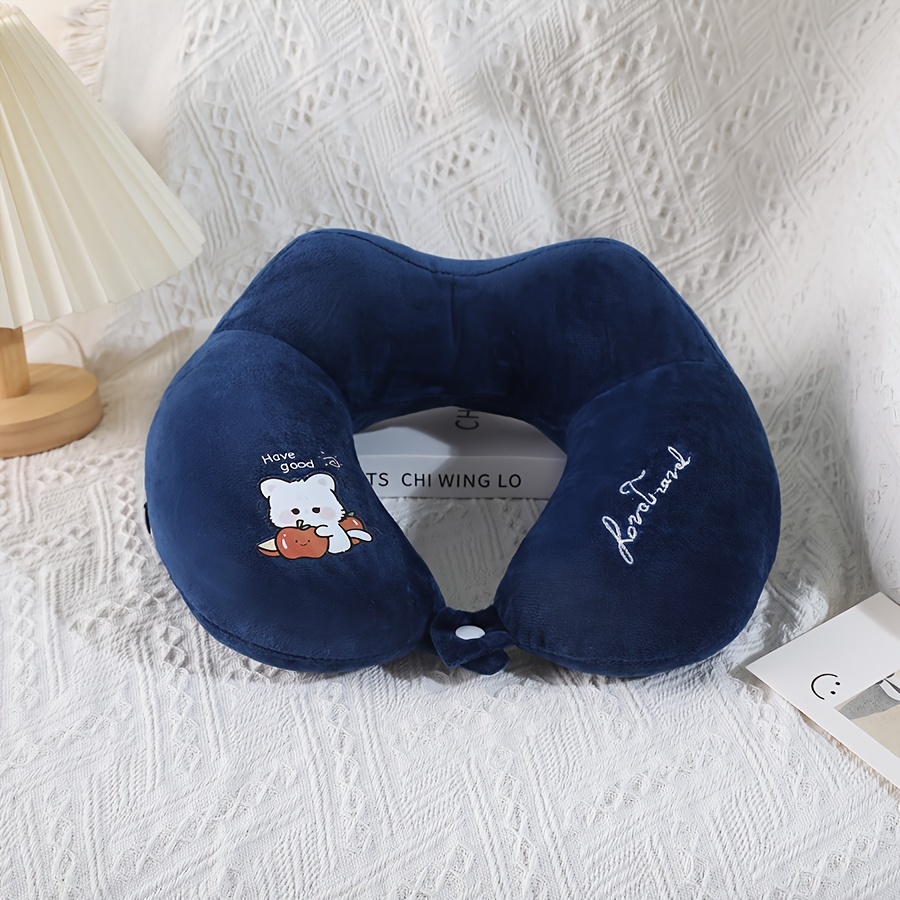 Image of U-shaped Neck Pillow Travel Airplane Headrest Adult Neck Support Car Office Nap Pillow U-shaped Pillow Neck Protector Plane Train Double Hump Office Cervical Pillows For Adults