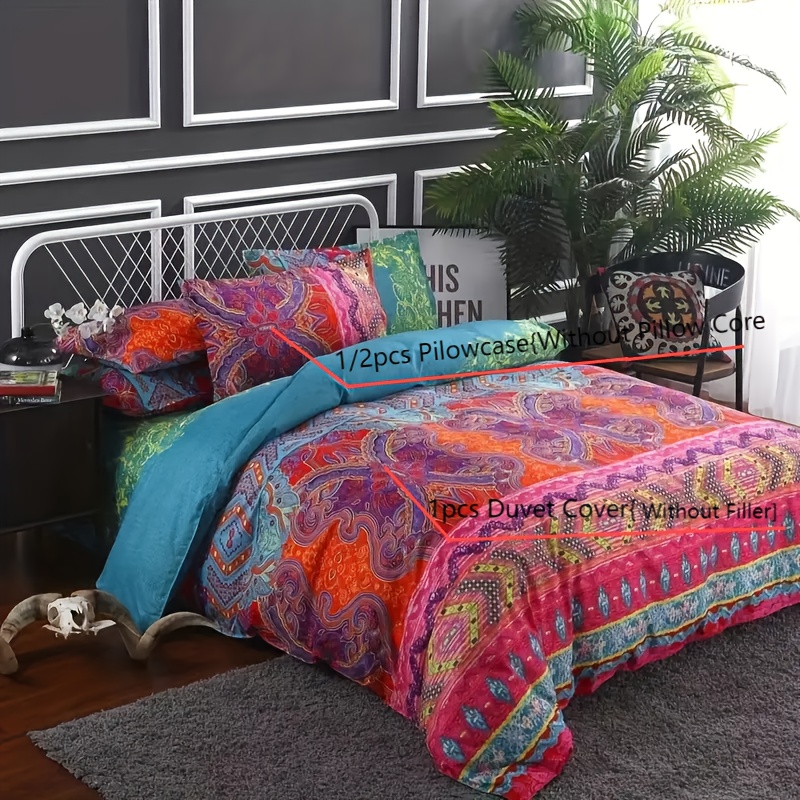 

2/3pcs Floral Duvet Cover Set, 100% Polyester, Breathable Bedding, Active Print Sanded Fabric, With Zipper Closure, Includes 1 Duvet Cover /2 Shams (no Insert), Machine Washable For Bedding