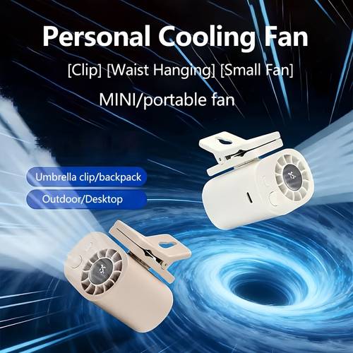 high capacity outdoor portable umbrella clip high speed mini fan waist mounted fan desktop fan usb rechargeable long lasting mini fan suitable for outdoor travel hiking golf fishing beach and other summer