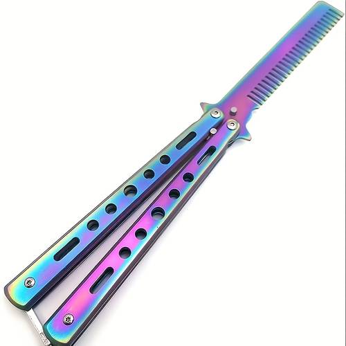 1 stylish and practical stainless steel folding comb portable sturdy teeth durable handle stainless steel comb in 4 different colors