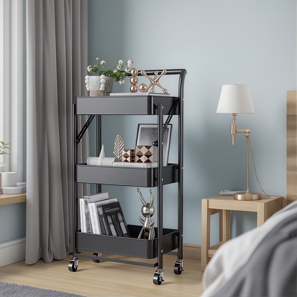 1pc foldable   metal cart with wheels no   foldable for spacesavingsuitable for offices   and   for storing office supplies labor day   christmas prelaunchsuitable for offices and  