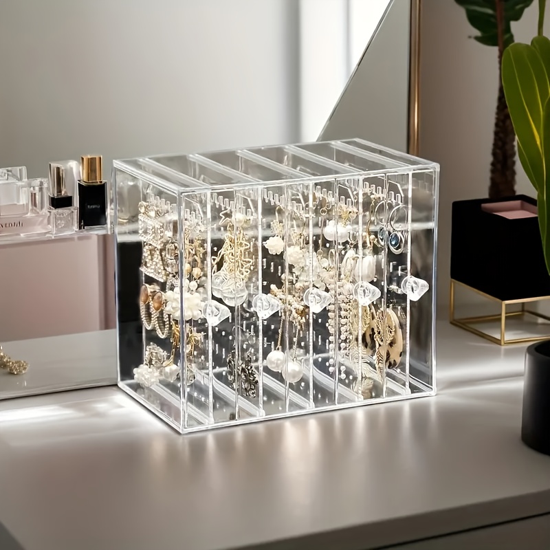 1pc transparent jewelry organizer with hanging display stand   earrings necklaces bracelets accessories storage box dustproof design ideal gift for valentines day christmas father s day halloween best present for     Product details 6