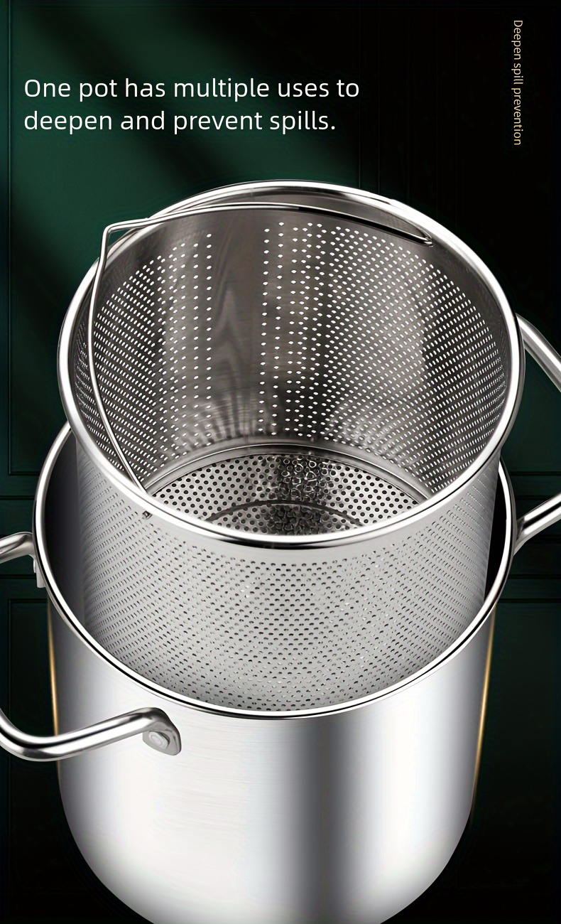 stainless steel   set with strainer basket sus304 high quality cookware for frying soup and sauce induction compatible no power needed kitchen essentials 1 set details 2