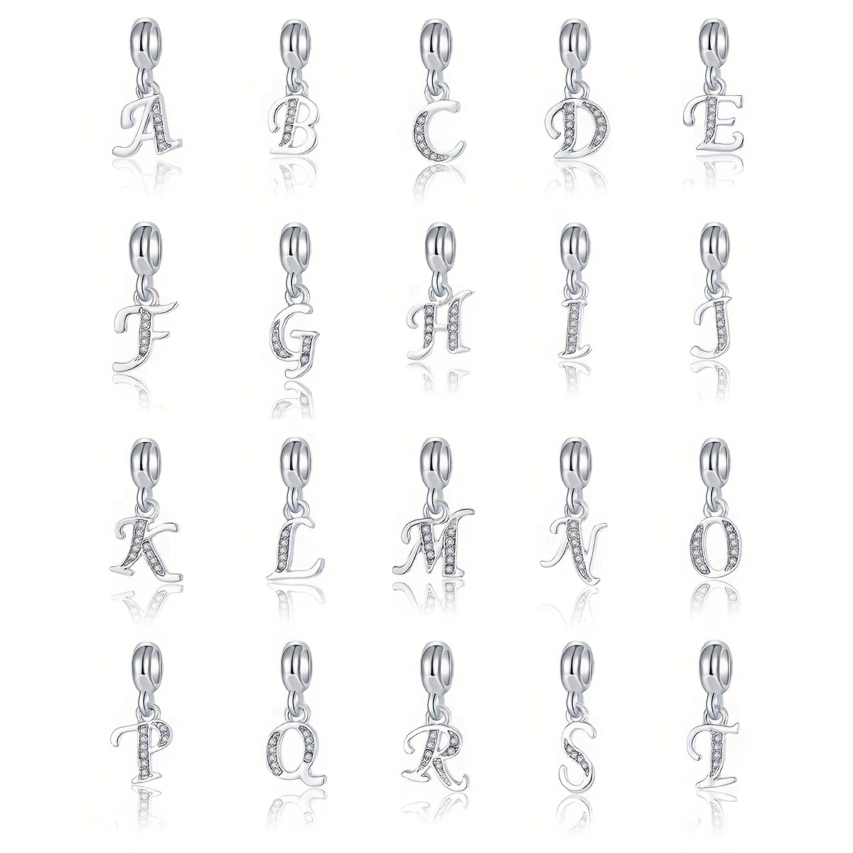 

1pc Craft, Silvery-gray European And Pendant With 26 Letter , Diy Bracelet And Necklace Accessories.