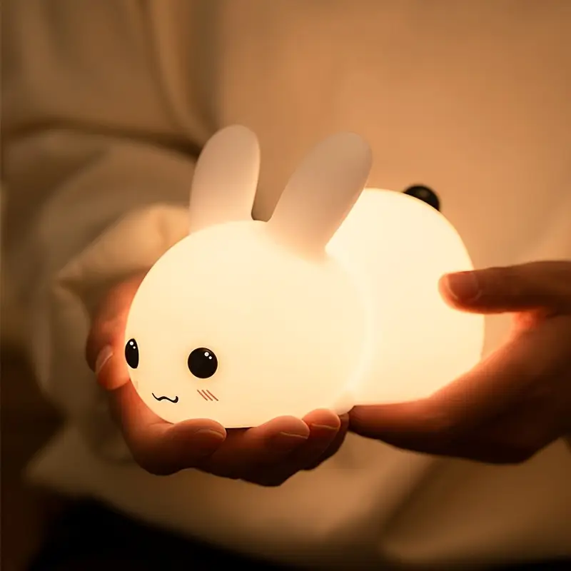 cute bunny night light usb rechargeable cute rabbit night light with touch sensor led night light adjustable brightness warm white lights collectible dolls for bedroom collectible dolls gifts for birthday christmas valentines day Product details 1