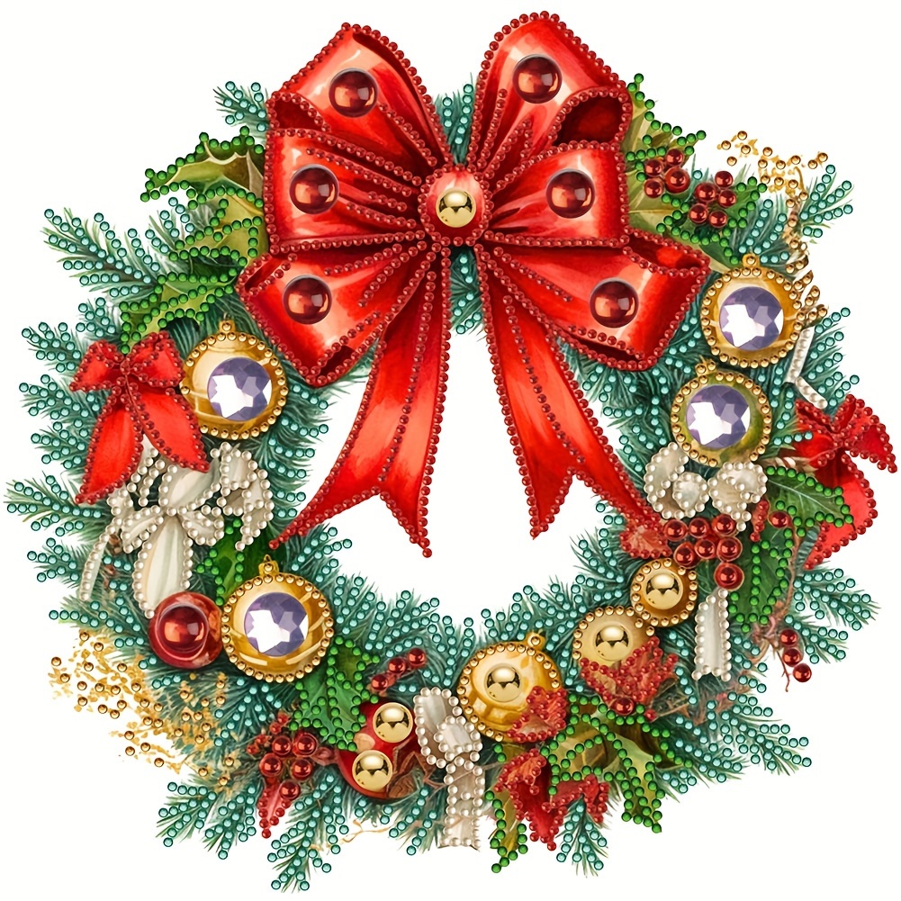 

1pc Christmas Wreath Pattern Diamond Art Painting Kit 5d Diamond Art Set Painting With Diamond Gems, Arts And Crafts For Home Wall Decor. No Frame (30x30cm/11.8x11.8in)