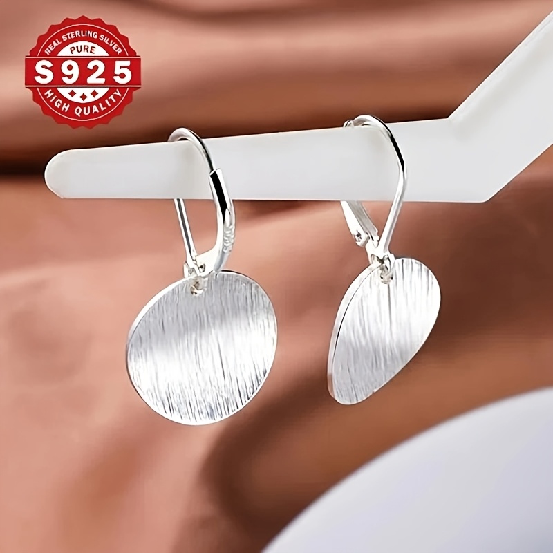 925 Sterling Silver Round Disc Earrings for Women