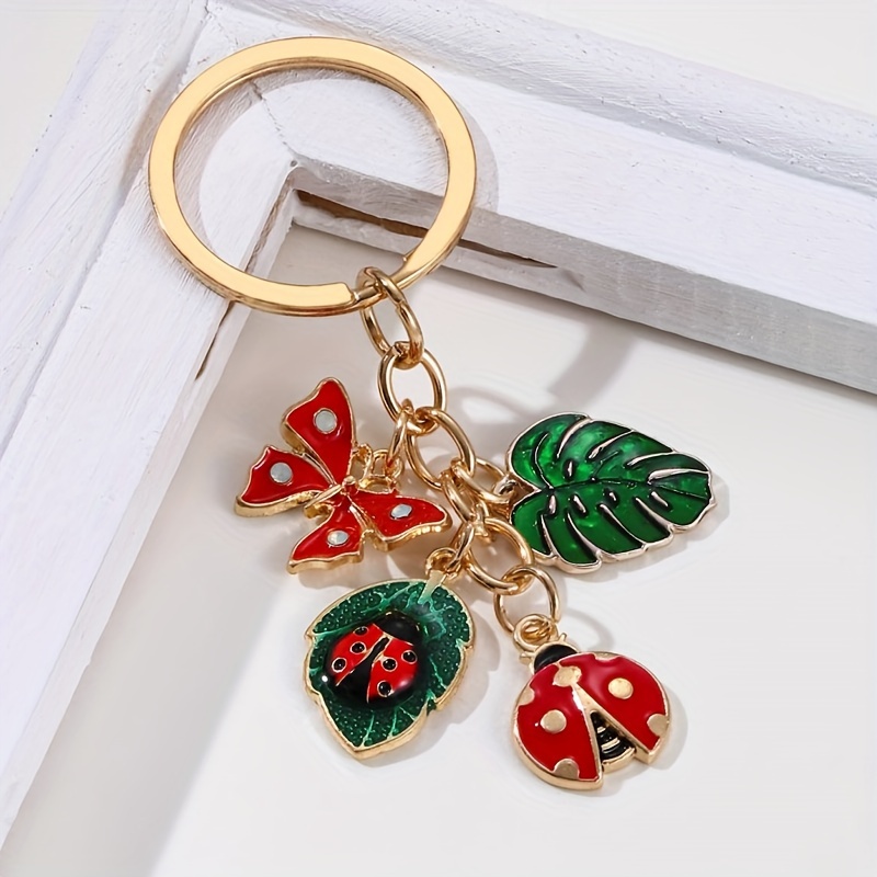 

& Ladybug Keychain - Metal, Round Charm For Bags & Cars - Perfect Birthday Gift For Women, Nxqxn