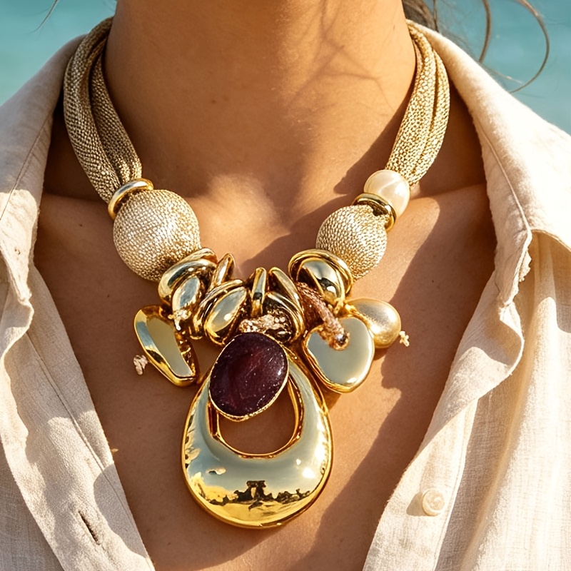 item picture 1pc elegant fashion geometric pendant necklace suitable for banquets gifts and casual party wear random pendant