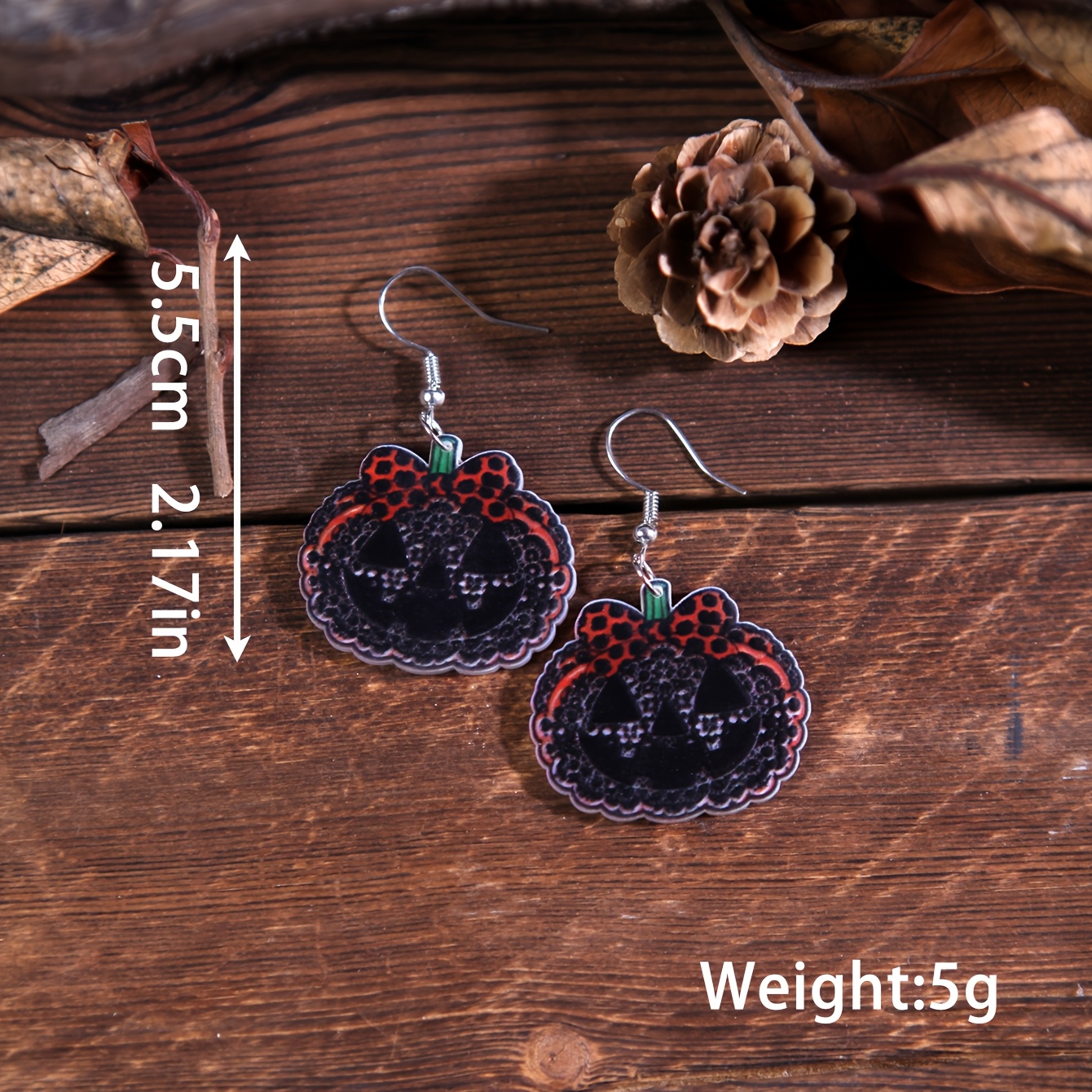 Handmade Glossy Resin Dangle Drop Earrings with Cherry Leopard Print