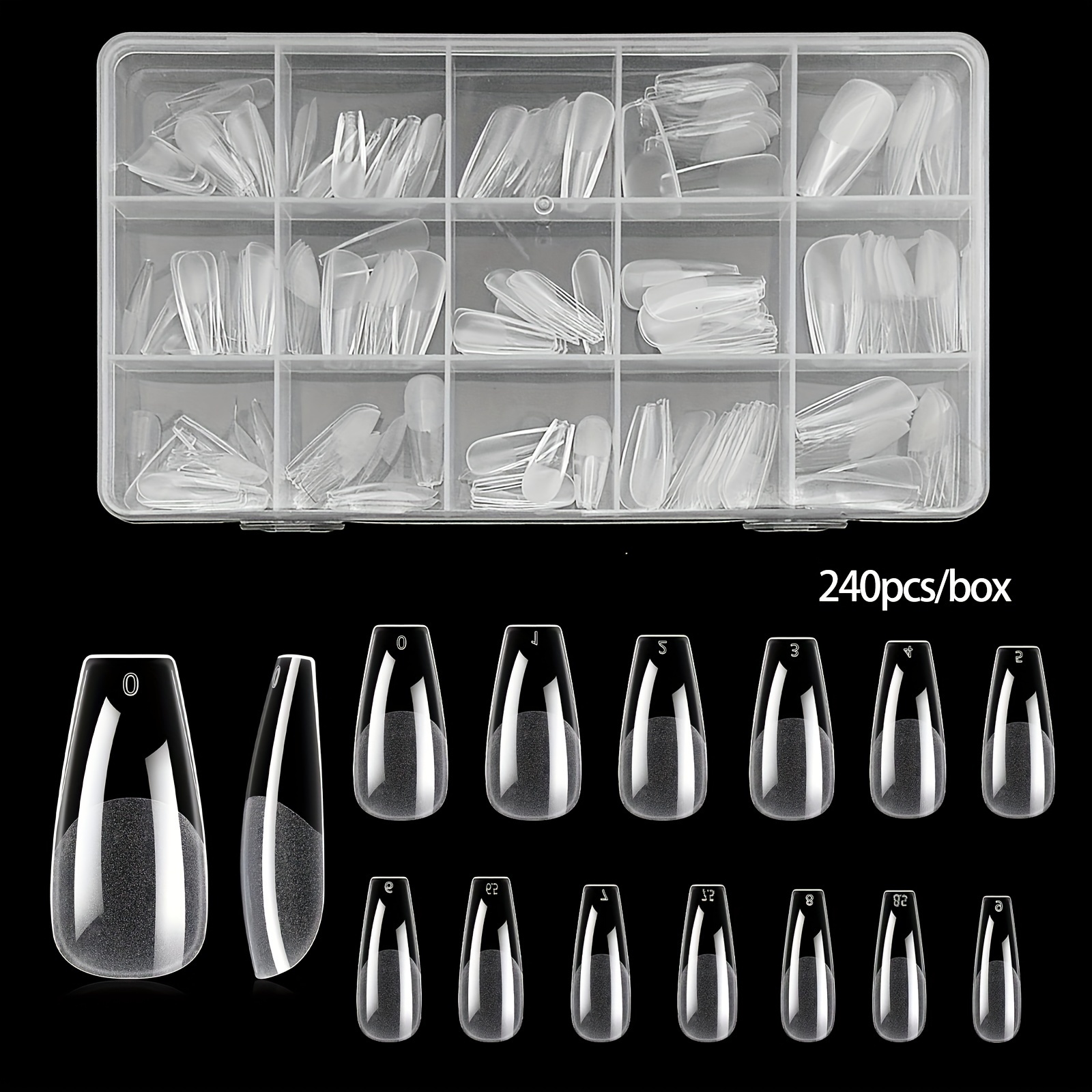 240/330pcs Medium Tips, Soft Gel, Half , Full Cover, Medium Long, Clear Acrylic, Pre-shaped, 13 Sizes, False Press-on Nails For Extension, Diy Manicure