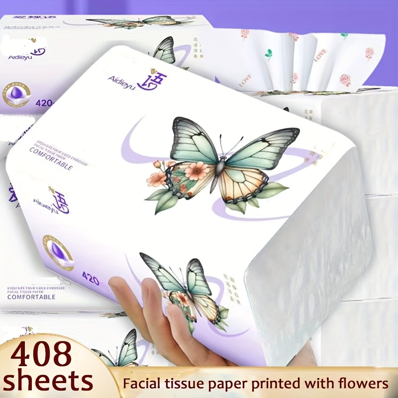 E-shop 1 Packung, 408 Blatt dicke 5-lagige Servietten mit niedlichen Cartoon-Motiven, weiche Taschentücher, ideal für Zuhause und Partys, für