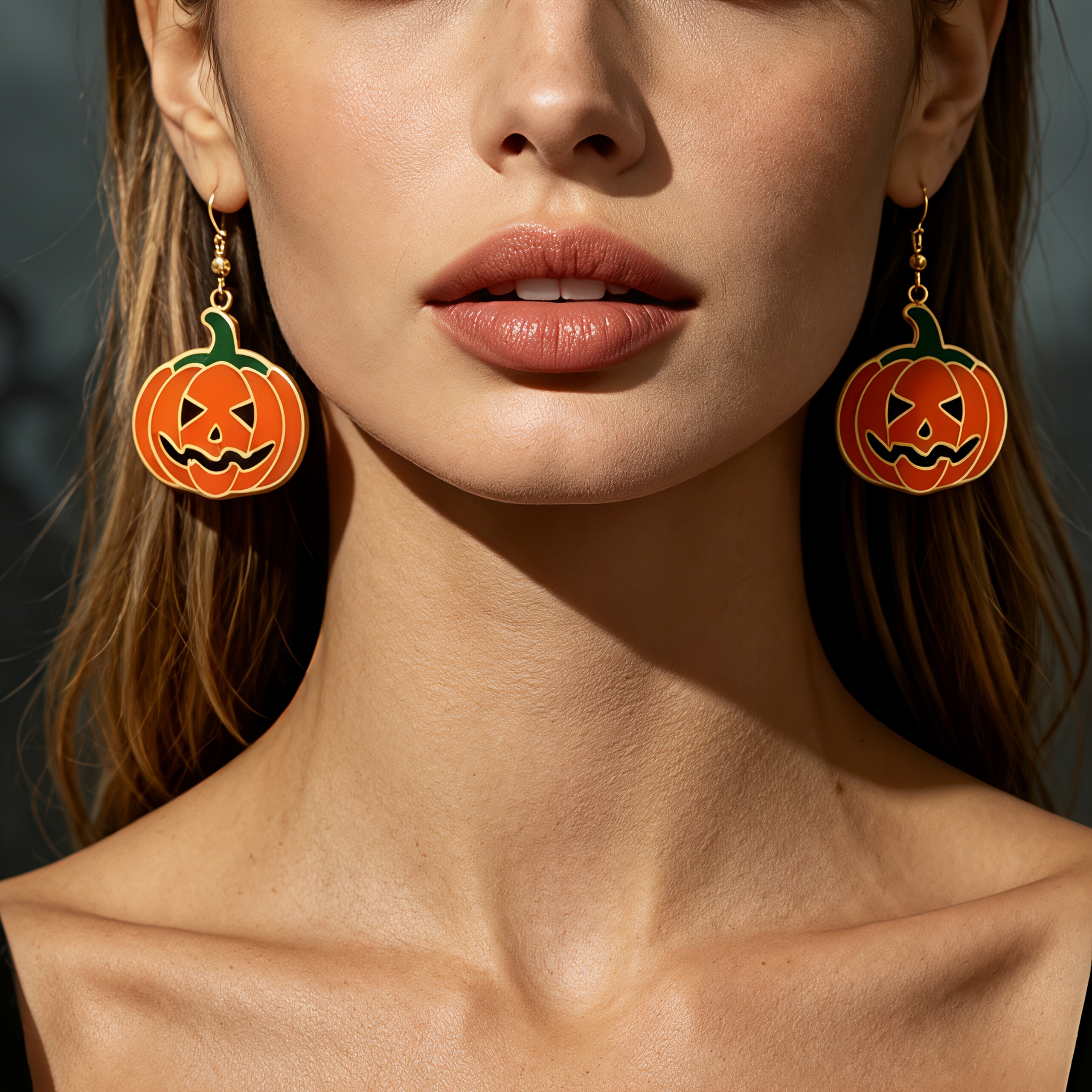 Cartoon Jack-o'-lantern Earrings, Halloween Party Accessory