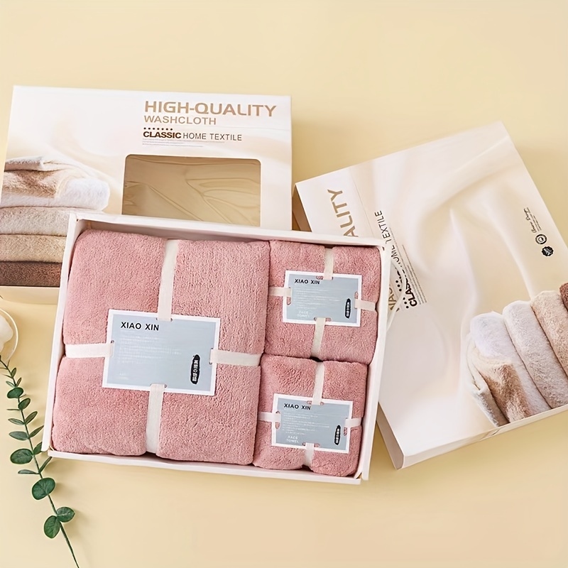 

Towel And 2 Towels In A Gift Box. The Towel Gift Box Contains -piece Set Of Coral Velvet Towels And Bath Towels, Which Are And Absorbent. Are Suitable For Gifts .