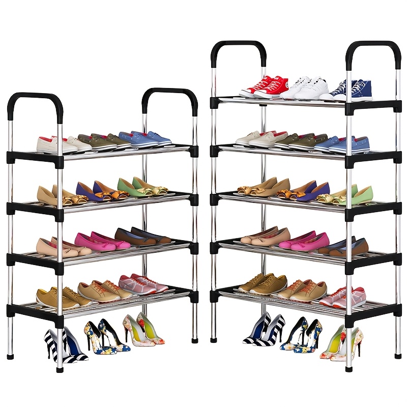 

Space-saving 4/5/6-tier Black Metal Shoe Rack - , Easy , Dustproof Storage Solution For Entryway, Bedroom & Living Room