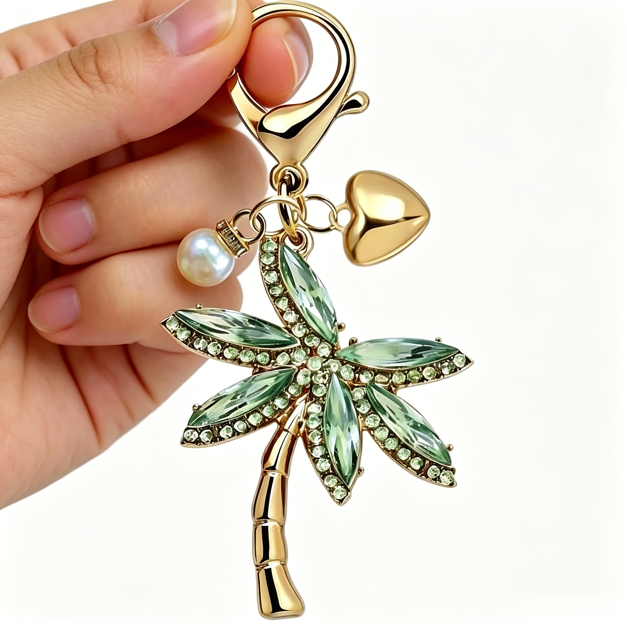 TEMU Creative Tropical Keychain, Elegant Palm Tree Key Chain For Women, Pendant, Suitable For Wallet, Backpack, Water Bottle And Earphones, Ideal
