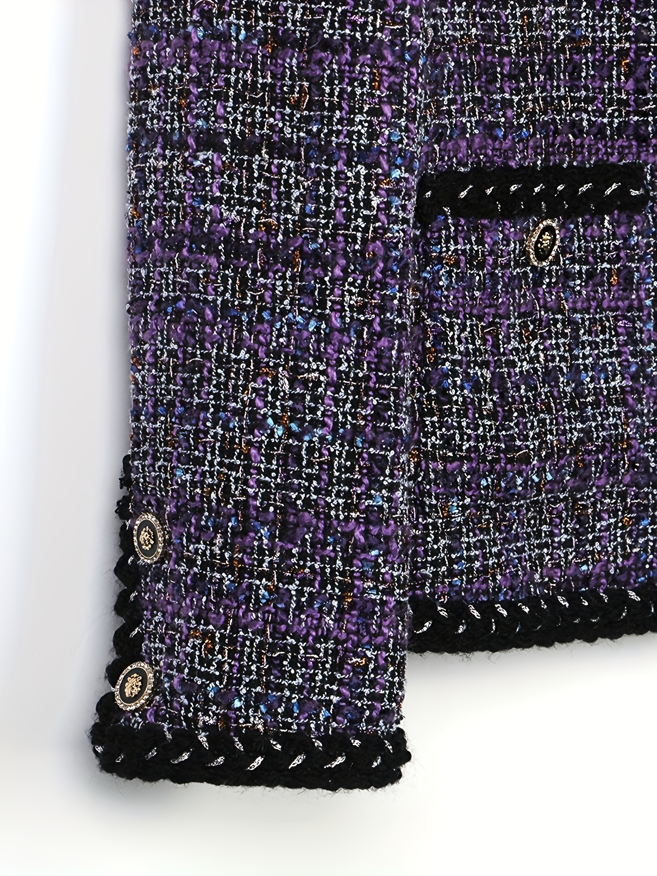 womens elegant purple tartan crew neck jacket long sleeve Temu