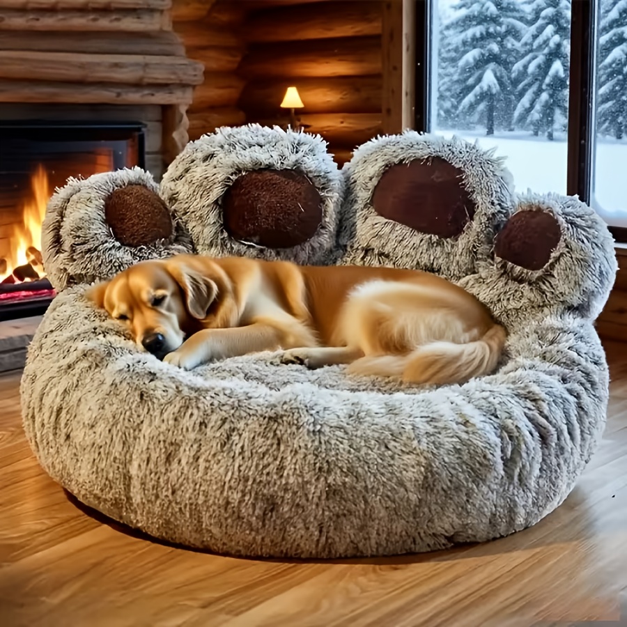 1 adorable long haired pet bed   dog bed warm plush thickened deep sleep cat bed christmas holiday gift cat bed cat bed indoor cat bed cat bed pet bed cat bed dog bed indoor cat bed self warming cat bed