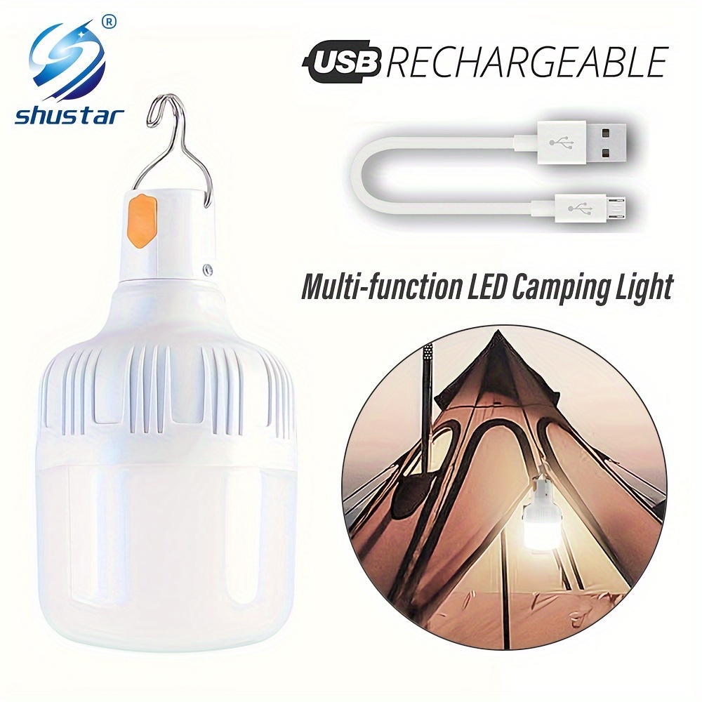 

Outdoor Usb Rechargeable Bulb Light, Led Bulb Light, Portable Night Lights, High Brightness Light With Hook Up, For Emergency, Adventure, Camping, Fishing