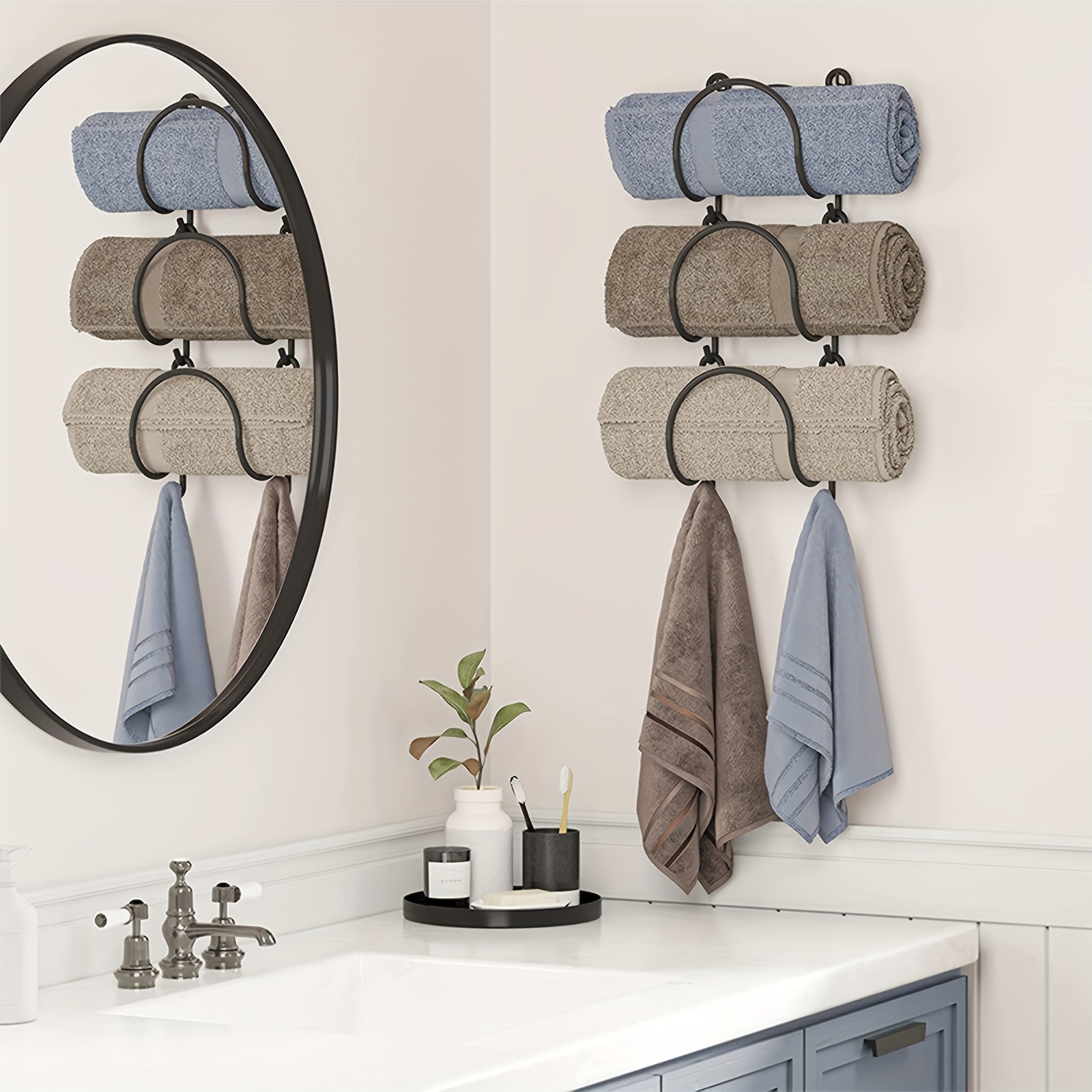 layer wall mounted shelf convenient towel storage rack Temu