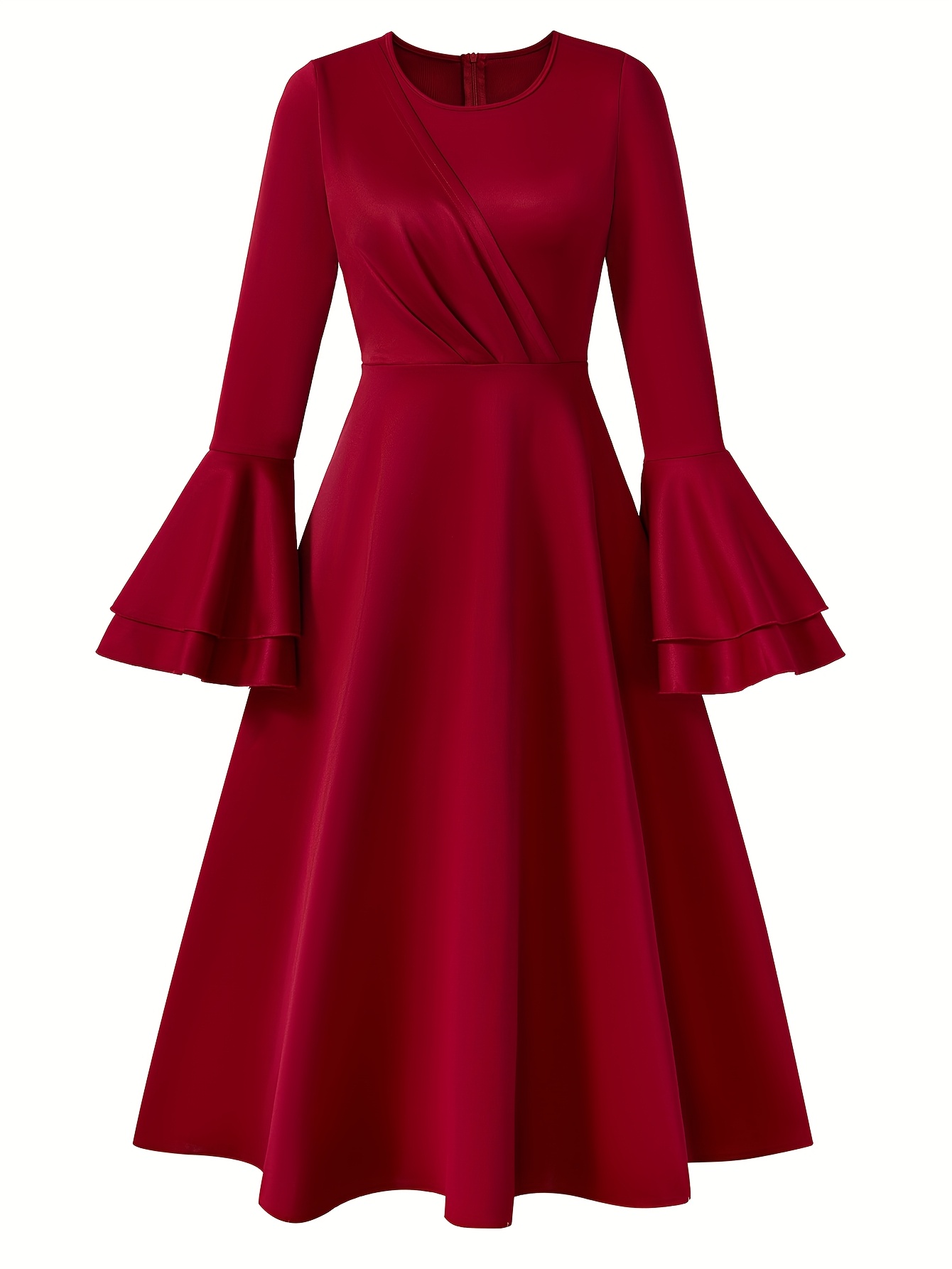 green emerald velvet dress Vivicastle Long Flare Bell Sleeve Blouse Mini Dress (Small, Black) at  Amazon Women's Clothing store